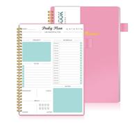 Daily Planner Undated, To Do List Notebook with Hourly Schedule Calendars Meal, Spiral Appointment Organizers Notebook for Man/Women, Pocket, Pen Loop, 160 Pages (5.5x8.5")