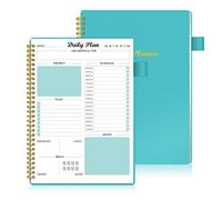 Daily Planner Undated, To Do List Notebook with Hourly Schedule Calendars Meal, Spiral Appointment Organizers Notebook for Man/Women, Pocket, Pen Loop, 160 Pages (5.5x8.5")