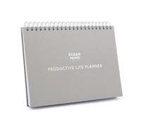 Daily Productivity Planner A4 Desk Planner, Undated 6 Month Time Blocking System, 5am-Midnight Hourly Layout, 160gsm Thick No Bleed Paper, Spiral Lay Flat Linen Hard Cover - Light Grey