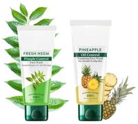 Daily Purifying Face Wash Combo | Bio Neem (150ml) + Bio Pineapple Oil Control Foaming Face Wash (150ml) | Gentle Cleansing | Oil Control & Acne Prevention | 100% Botanical Extracts