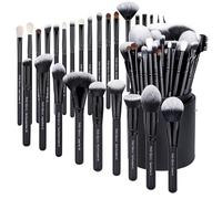 Daily Queen 29pcs Black Professional Makeup Brush holder Set Kabuki Powder Concealers Eye shadows Blush Eyeliner Eyebrow Contour Eye blending Brushes