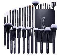 Daily Queen 29pcs Black Professional Makeup Brush Set Kabuki Powder Concealers Eye shadows Blush Eyeliner Eyebrow Contour Eye blending Brushes (29pcs brush)