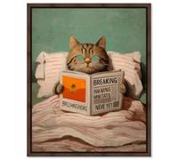 Daily Read Framed Canvas Print Bathroom Wall Decor by Art Remedy, Walnut Frame, 24 x 30