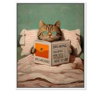 Daily Read Framed Canvas Print Bathroom Wall Decor by Art Remedy, White Frame, 24 x 30