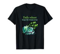 Daily Reboot IT Humor Computer Virus Bug Graphic T-Shirt