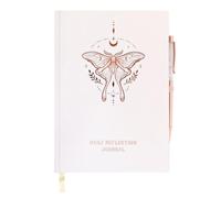 Daily Reflection Journal with Clear Quartz Pen - Luna Moth Design for Gratitude, Dream Exploration & Manifestation - 100 Sheets (200 Pages) for Personal Growth & Inner Guidance