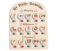 Daily Routine Chart for Kids, Wood Toddler Routine Chart with Storage Box, Visual Schedule for Kids, Home & Classroom