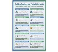 Daily Routine Poster ADHD Neurodiverse Home Decor | Poster builds predictable habits and organization for learning areas(Framed,16x24inch(40x60cm))