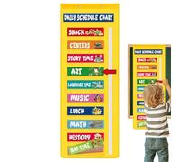 Daily Schedule Pocket Chart - 51 Inch Moving Schedule | Visual Lesson Plan For Kindergarten | Polyester, 36 Color Cards, 2 Hooks, Teacher Management Tool For Classroom Family