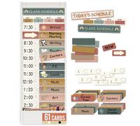 Daily Schedule Pocket Chart for Kids Management, 13+1 Pockets with 30 Cards Visual Time Reusable Dry-Eraser Schedule, Teacher Supplies for Boho Classroom Homeschool Decor