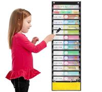 Daily Schedule Pocket Chart Organizer - Classroom Hanging Schedules Charts | 15 Pockets Time Management Display, Visual Routine Planner for Kids | Educational Wall Organizers with Cards & Accessories