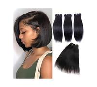 Daily Short Human Hair Bundles Bone Straight Brazilian Virgin Hair Weave Natural Color Hair Extensions for Dating