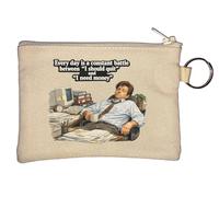 Daily Struggle Between Quitting and Earning Key Chain Coin Purse Beige