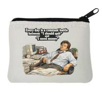 Daily Struggle Between Quitting and Earning Neoprene Coin Purse Pouch 10x11cm White