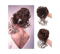 Daily Synthetic Messy Bun Hair Piece with Tendrils Claw Clip Curly Hair Scrunchie Ponytail Extensions Hairpieces(M2-30)