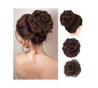 Daily Synthetic Messy Hair Bun Chignon Claw Clip in Hair Piece Wavy Curly Ponytail Extensions Hairpieces(6A)