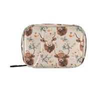 Daily Tablet Pill Organiser Weekly Pill Box 7 Day Bison Cattle Red Flower Travel Small for Medicine Vitamin Supplement