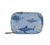 Daily Tablet Pill Organiser Weekly Pill Box 7 Day Sardine Sharks Blue Travel Small for Medicine Vitamin Supplement