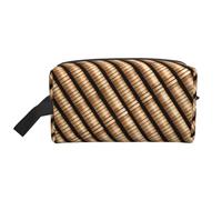 Daily Travel Wicker Woven Pattern Print Toiletry Bags Portable Large Capacity Zippered Cosmetics Storage Bag