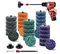 Daily Treasure 50mm Grinding Discs with Extension Handle,30PCS Rust Removal Wheel for Die Grinder with 2 Backing Pads,2in Five Colors Roll Lock Quick Change Discs with 1/4" Holder,Paint Conditioning
