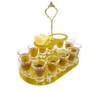 Daily Treasures 12 Shot Glass Tray,Acrylic Shot Glasses Holder with Salt Rim,Wine Glass Cup Serving Tray,Double Glasses Bulk Serving Tray Compatible with Bar Whisky, Tequila, Vodka, Cocktail