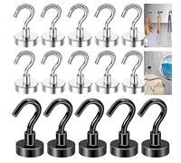 Daily Treasures 15 Pack Magnetic Hooks, 5Pack 22KG(48.5lb) Strong Magnetic Hooks +10Pack 10KG(22lb) Super Magnets Hooks, Magnets with Hook for Hanging in Kitchen, Cruise, Classroom, Workplace, Garage