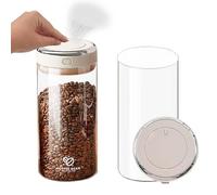 Daily Treasures 2 Pack Airtight Coffee Canisters(1.8L), Dual Mode Coffee Bean Container with One-way Valve,Clear Glass Vacuum Seal Container with Date Tracker,One-Button Operation,Holds 1KG Beans