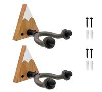 Daily Treasures 2 Pack Guitar Wall Mount with Snow Moutain Wood Base,Guitar Hangers Display Bracket with Soft Padded,Wall Mounted Guitar Stand for Electric Guitar,Acoustic Guitar,Bass Ukulele,etc.