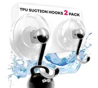 Daily Treasures 2 Pack TPU Suction Hooks, 5KG Heavy Duty Suction Cup Hook, Clear Vacuum Sucker, Removable and Reusable Suction Towel Holder, Self Adhesive Wreath Hanger for Windows Tiles