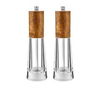 Daily Treasures 2 Pack Wooden Salt and Pepper Grinder Set with Acrylic Window, Manual Salt and Pepper Grinder with Adjustable Ceramic core, Spice Grinder refillable, Visible Salt Grinder