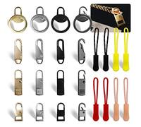 Daily Treasures 24-Piece Metal Zipper Slider Replacement Set, Detachable Puller Tab Repair Collection for Suitcases, Coats, Jackets, Boots & Luggage Mend Fixing