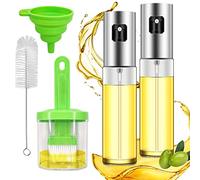 Daily Treasures 2Pack Oil Sprayer Dispenser with Silicone Funnel and Cleaning Brush-Transparent Mist Bottle for Air Fryer, Kitchen, Cooking, Salad, Baking, BBQ, 100ml