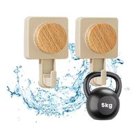 Daily Treasures 2PCS Wood Grain Suction Hooks,Rotation Design Suction Cup Hooks for Shower,Farmhouse Vacuum Suction Hooks for Bathroom,5KG Removable Heavy Duty Hooks for Wreath,Reusable Towel Hooks