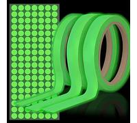 Daily Treasures 3 Rolls Glow in the Dark Tape,15 Meters Fluorescent Tape,Waterproof Self-adhesive Green Light Luminous Tape with Dot Stickers,for Stairs Stage Wall Lamp Decoration