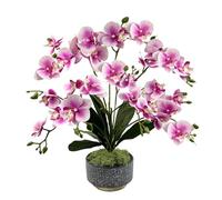 Daily Treasures 33-Heads Artificial Orchid Flower in Pot,56cm Faux Butterfly Orchid with Ceramic Vase, Potted Pink Flowers,Silk Flowers Phalaenopsis Indoor Decor for Home Table (Ceramic Pot/Purple)