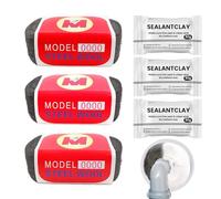 Daily Treasures 3Pack 0000 Wire Wool Mice with 3Pcs 30g White Sealant Mud,Steel Wire Wool (3.1m/Roll),Steel Wool Rat Blocker,Steel Wool Fill Fabric for Hole,Wire Wool for Metal Rust Removal Polishing