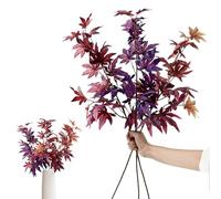 Daily Treasures 3PCS Artificial Maple Leaves Long Stem Branches 83cm, Fake Fall Foliage for Autumn Halloween Decorations,Faux Autumn Leaf Stems for Indoor,Thanksgiving,Festival(Mixed Gradient Purple)