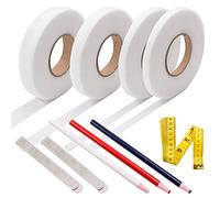 Daily Treasures 4 Pack 280 Yards Hem Tape Iron-On, Fusing Wonder Web Tape with 2 Sewing Clip, 3 Sewing Fabric Pencils and Tape Measure,Fabric Fusing Tape Adhesive for Jean,Curtain,Trousers Garment