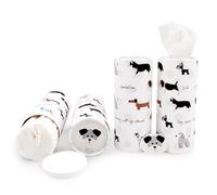 Daily Treasures 4 Pack Car Tissue Holder with Facial Tissues, Cute Round Puppy Tissue Boxes for Car Cup Holder, Refill Cylinder Tissues for Travel Bathroom Home(Dog)