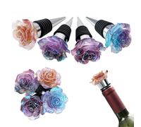 Daily Treasures 4 Pack Rose Wine Stoppers,Gradient Color Alloy Bottle Stoppers for Wine Bottles,Reusable Champagne Saver Sealer for Most Wine Bottles Beverage Beer Spirits Collection(Purple,Blue,Pink)