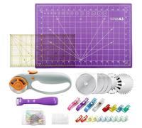 Daily Treasures 45mm Rotary Cutter Set with 5pcs Blades (Straight,Wave,Dot), No Constant Pressing Steel Rotary Fabric Cutter, Sewing Supplies Kit Includes A3 Cutting Mat, Acrylic Ruler, Seam Roller