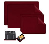 Daily Treasures 4Pcs Felt Heat Resistant Mat for Air Fryer,44×30cm & 22×30cm Non Slip Heat Resistant Stove Mat,Kitchen Countertop Protector(Red)