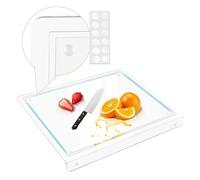 Daily Treasures 5mm Acrylic Cutting Board with Counter Lip,42x34cm Clear Chopping Board with Groove,Lagre Counter Edge Chopping Board,Non Slip Clear Cutting Board for Kitchen Counter Worktop Protector