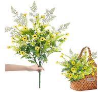 Daily Treasures 75cm Extra Large Artificial Daisy Flowers Bouquet - Yellow Silk Daisies with Baby's Breath,Fan-Shaped Outdoor Fake Wild Flowers,Hanging Plant for Vases/Graves/Farmhouse Decorations