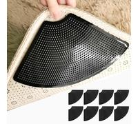 Daily Treasures 8Pcs Rug Gripper, Rug Grips with Dots Non Slip Adhesive, Anti-Slip Reusable Rug Carpet Grippers for Wooden & Hard Floors Fan Shaped Rug Pads to Keep Rugs in Place & Make Corners Flat