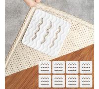 Daily Treasures 8Pcs Rug Gripper with Wave Stripped,Anti-Slip and Reusable Carpet Grippers for Wooden & Hard Floors,Carpet Non-Slip Stickers Pad to Keep Rugs in Place & Make Corners Flat