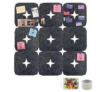 Daily Treasures 9pcs Star Cork Board Tiles,Large Felt Bulletin Board(75×75cm) with Removable Self-Adhesive Strips & Painter’s Tape & 50Pins,Notice Boards for Office Home School Wall Decor (Dark Grey)