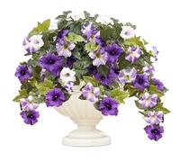 Daily Treasures Artificial Wisteria Vine - 2 Pcs Artificial Hanging Flowers, Purple Morning Glory Fake Plants for Garden, Faux Petunia Garland for Home Outdoor Balcony Yard Indoor(Purple White,55 cm)