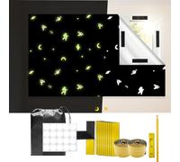 Daily Treasures Blackout Blind,300×145cm Portable Black Out Stick Blind,Glow in The Dark Curtains Luminous Cartoon Temporary Blackout Window No Drilling,Upgraded Strong Adhesive Hook&Loop Tape(Black)