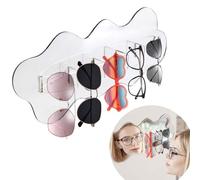 Daily Treasures Sunglasses Organizer with Mirror,Wall Mounted Eyeglasses Storage Organiser,Clear Acrylic Sunglasses Rack,Self-Adhesive Hanging Eyewear Display Holders for Entryway Bedroom-Holds 5pairs